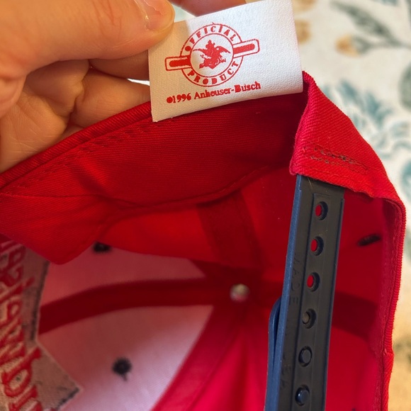 Vintage 1996 Budweiser Anheuser-Busch Red & Navy Blue Ball Cap Hat - Picture 2 of 10